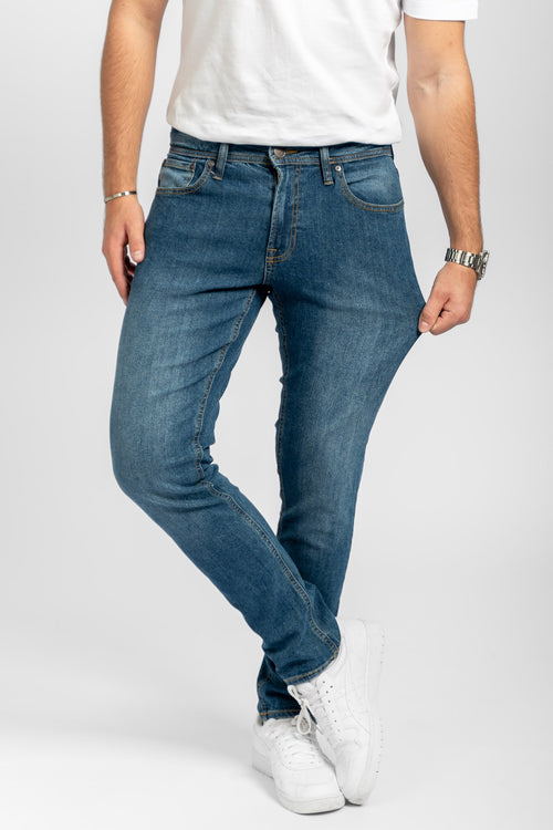 De Originale Performance Jeans (Slim) - Medium Blue Denim - TeeShoppen - Blå