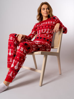 Snowflake Women Pyjamas - Rød - TeeShoppen - Rød