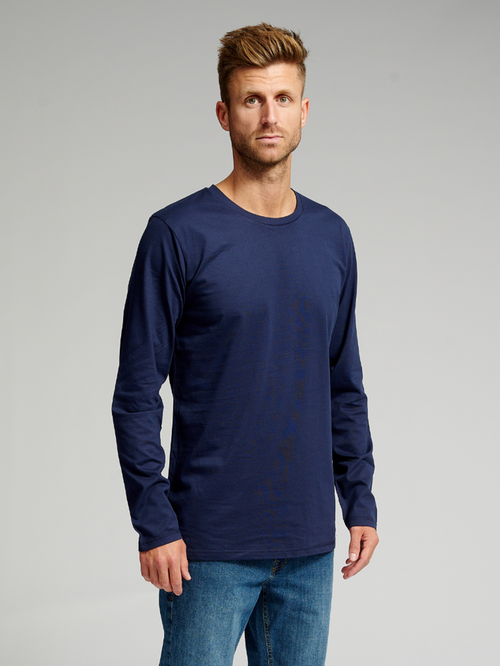 Basic Langærmet T-shirt - Navy - TeeShoppen - Blå