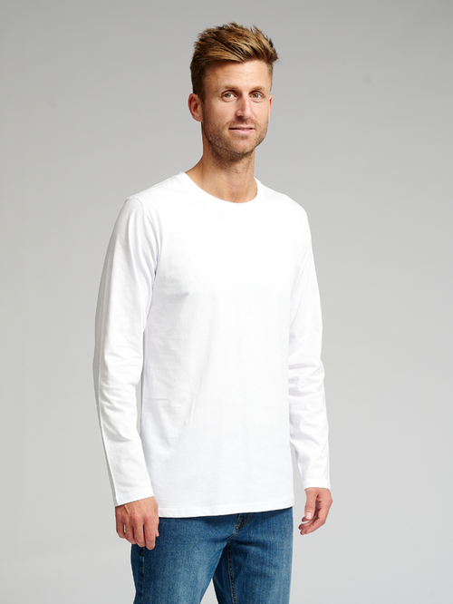 Basic Langærmet T-shirt - Hvid - TeeShoppen - Hvid