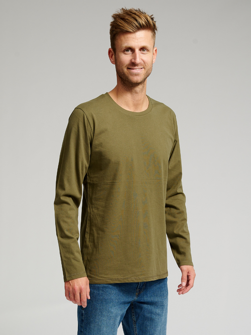 Basic Langærmet T-shirt - Armygrøn - TeeShoppen - Grøn
