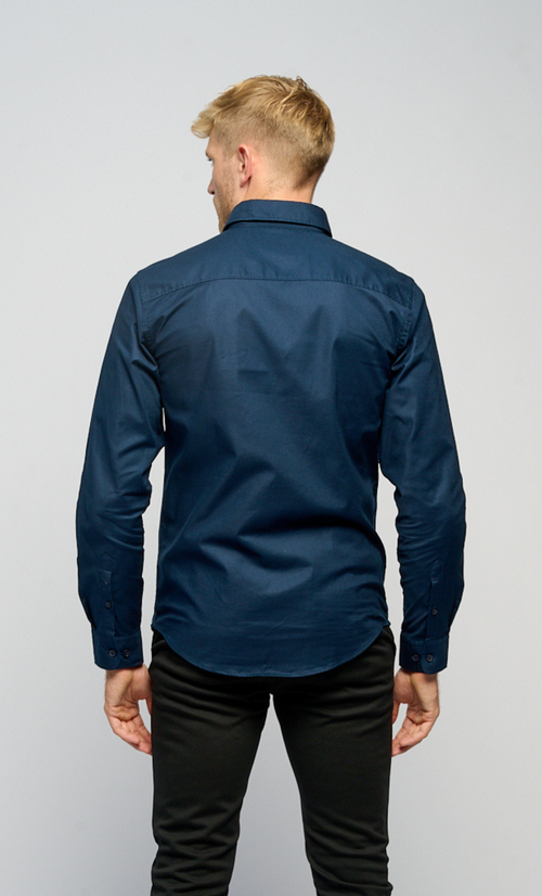 Den Originale Performance Oxford Skjorte - Navy - TeeShoppen - Blå