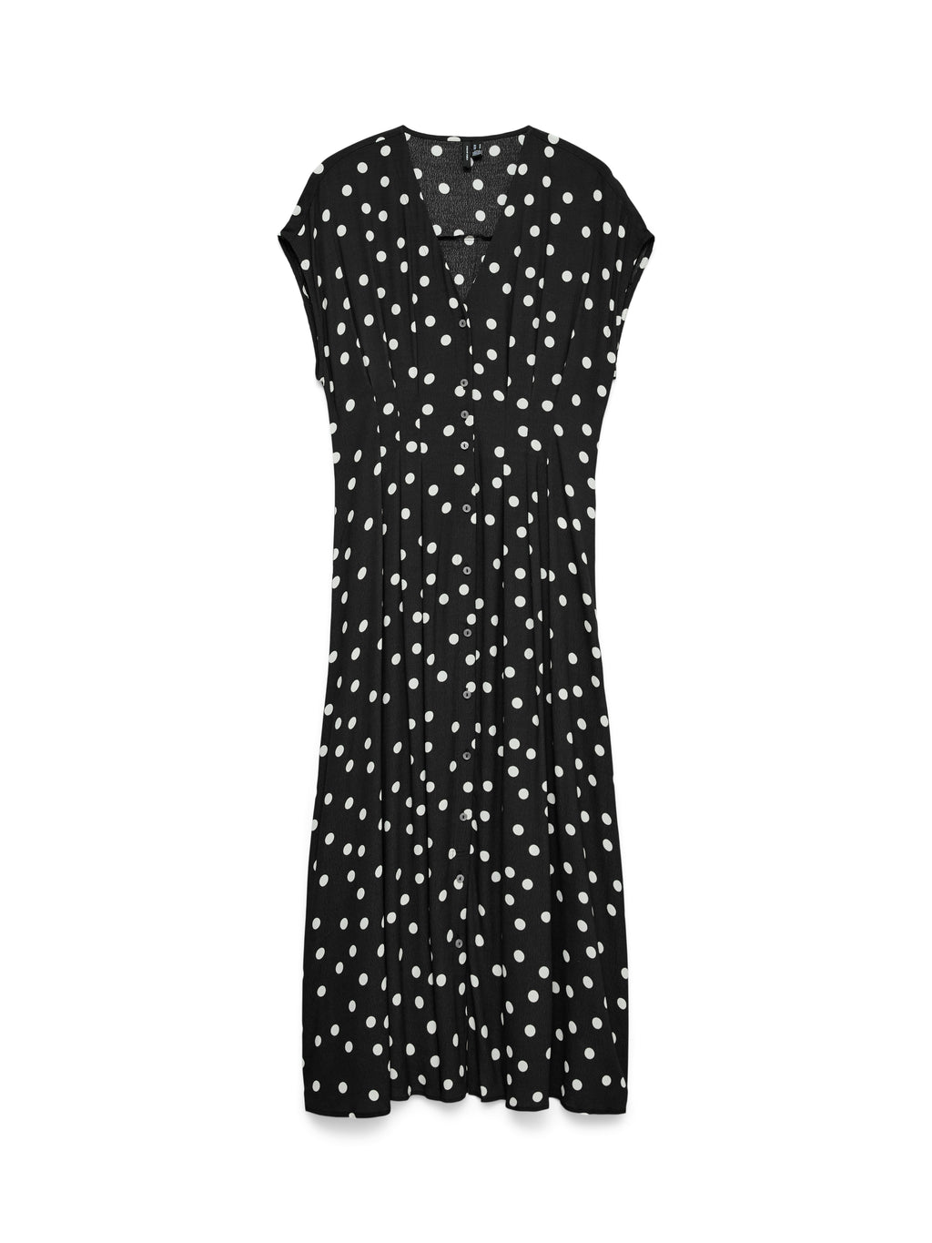 Elisa Pleat Shirt Dress - Sort - Snow White Dot