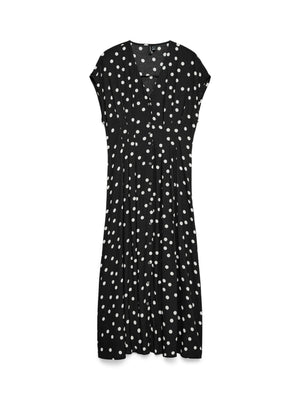 Elisa Pleat Shirt Dress - Sort - Snow White Dot