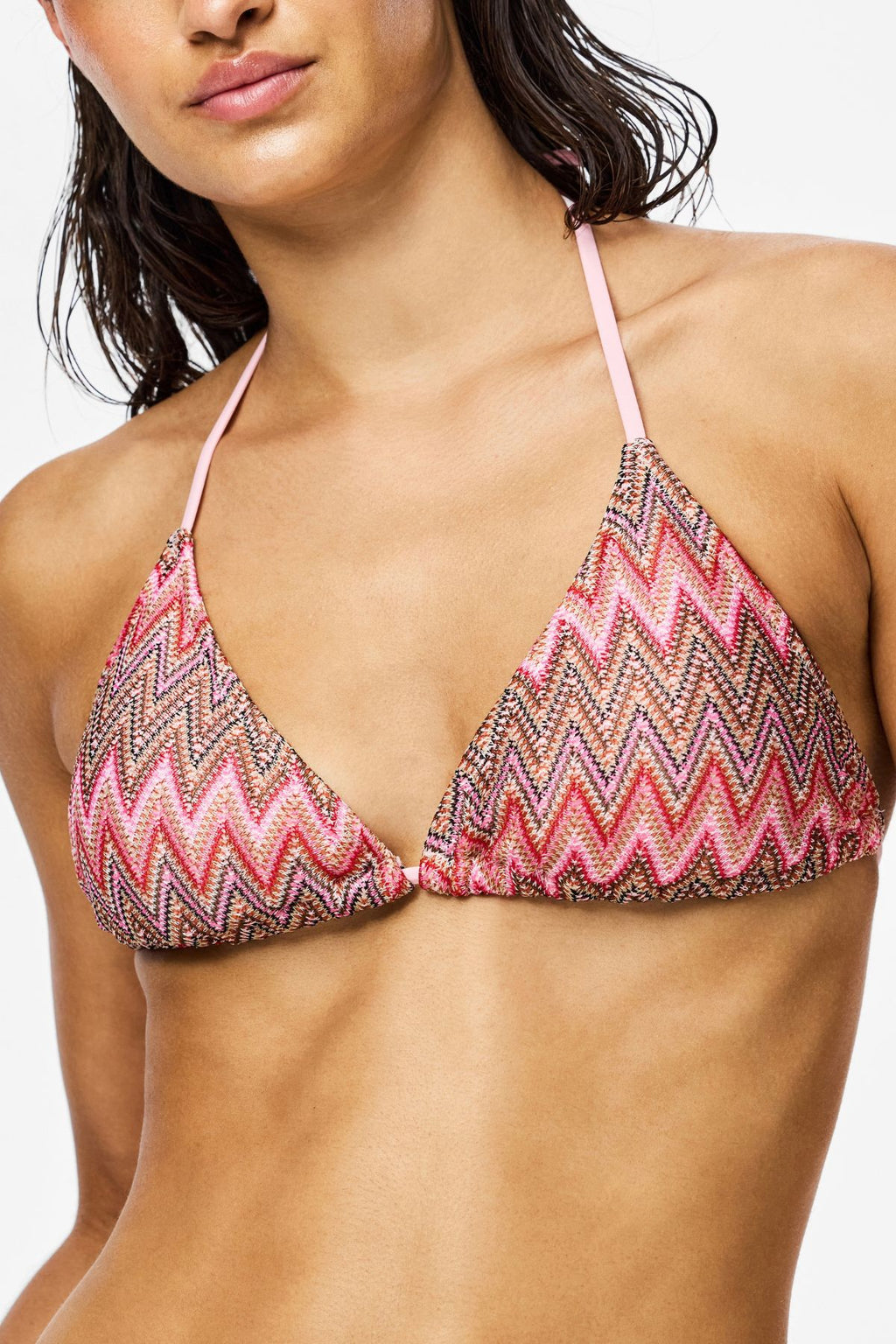 Ada Bikini Strikket Trekantstop - Rose Shadow - Jacquard Mønster