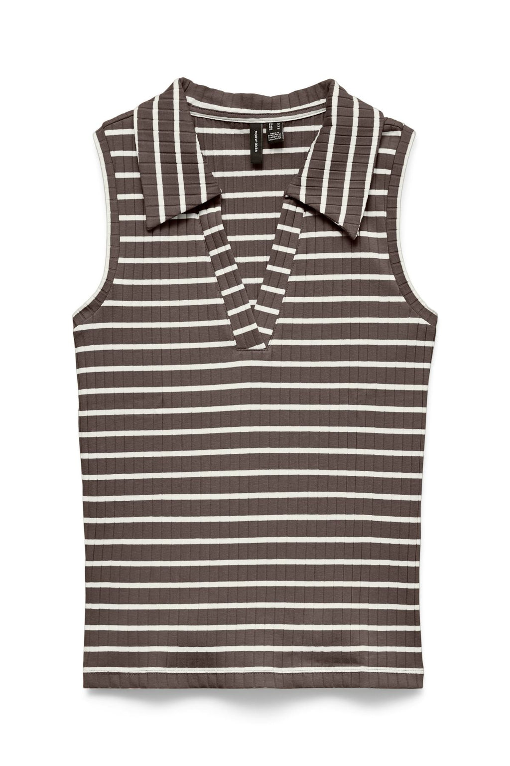 Sea Collar Top - Chocolate Martini Striber:Snow White