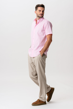 Kortærmet Hørskjorte - Lyserød
