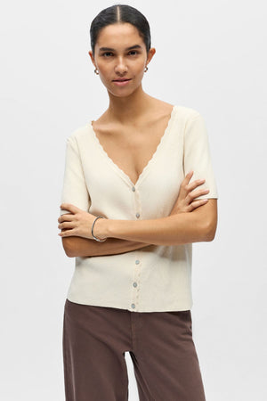 Kelly Re V-hals Cardigan - Birch - TEESHOPPEN