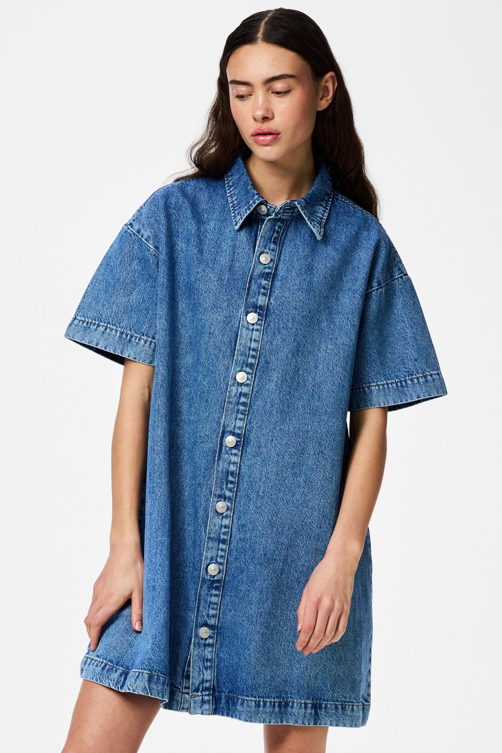 Sky A-Shape Denim Kjole - Medium Blue Denim