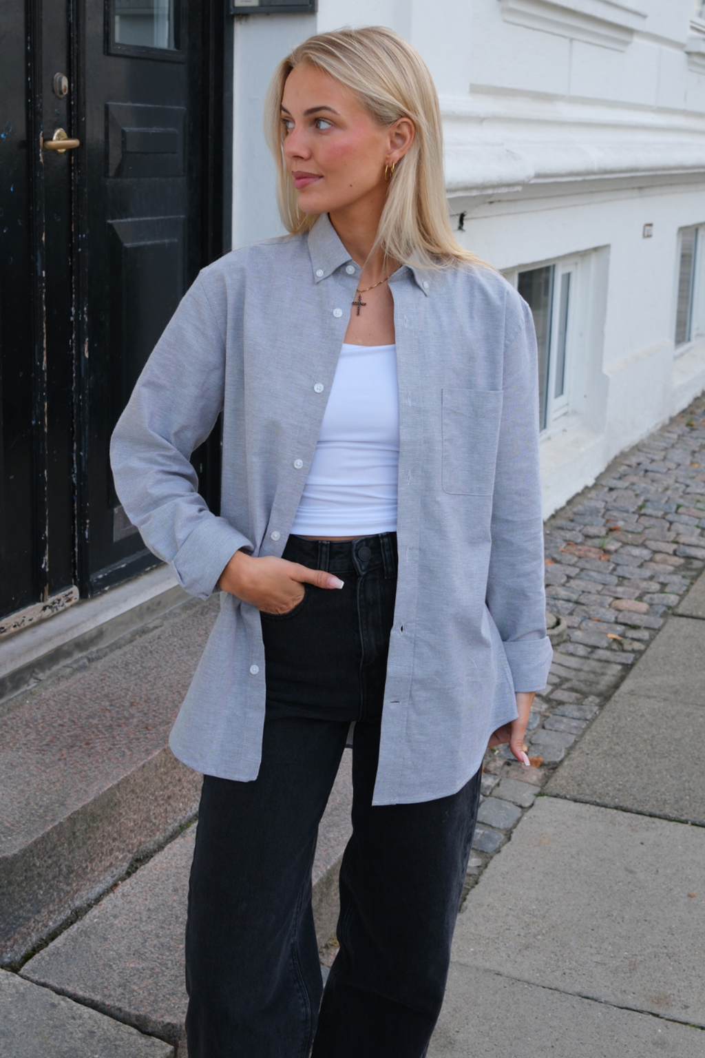 Boyfriend Oxford Skjorte - Grå