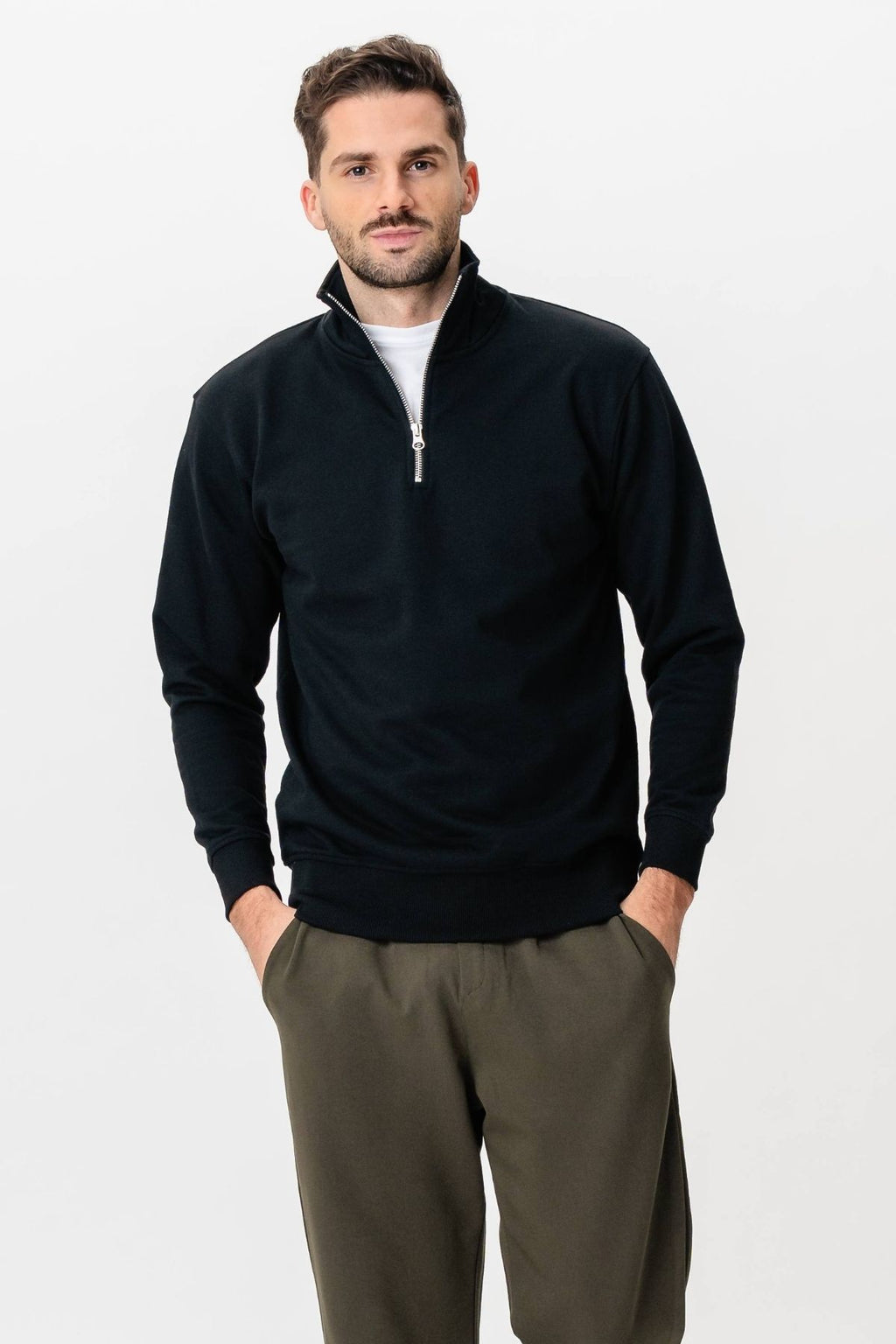 Sweatshirt Half Zip - Sort