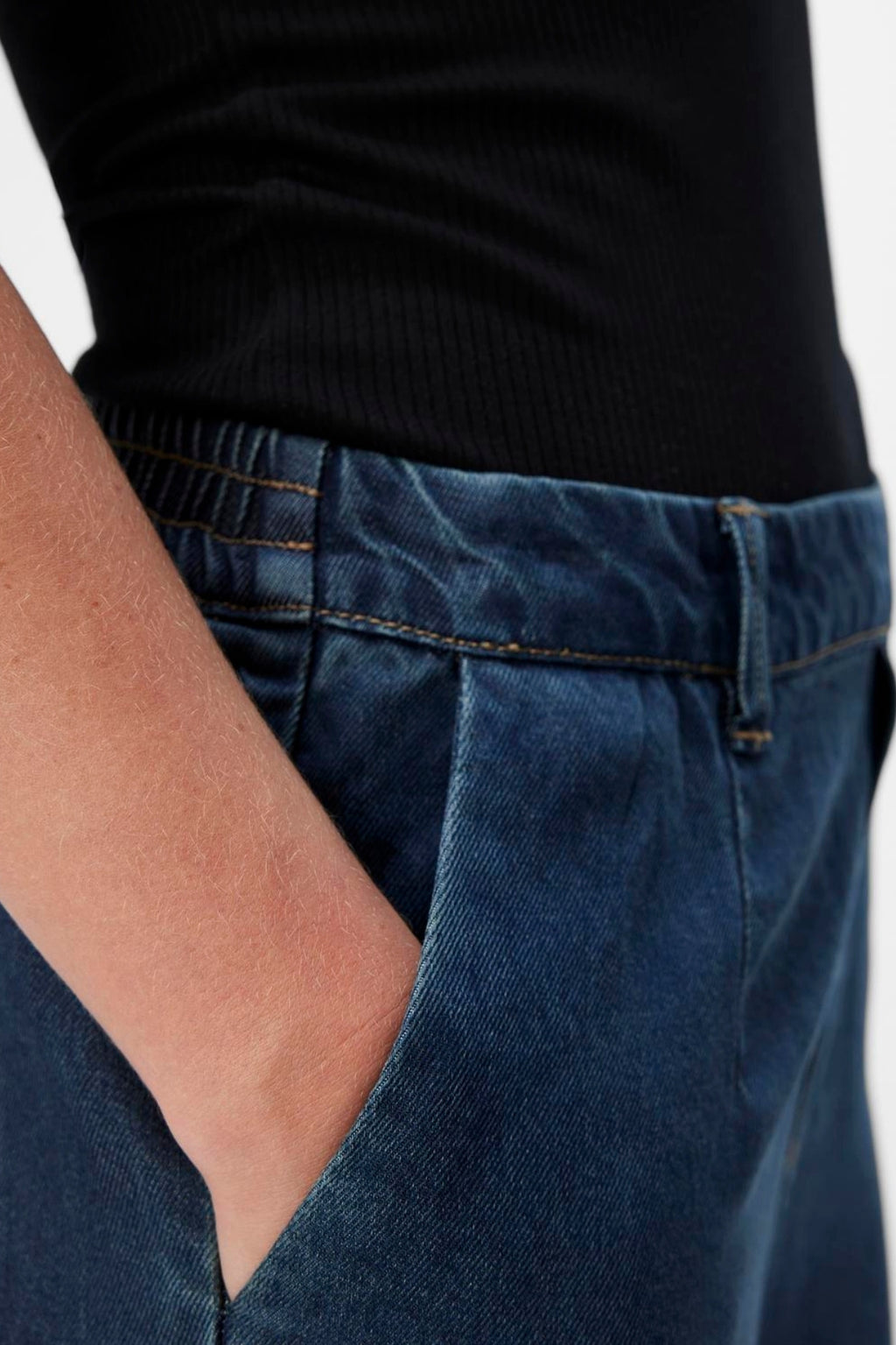 Frame Lisa Wide Pants - Mørkeblå Denim Rinse Wash