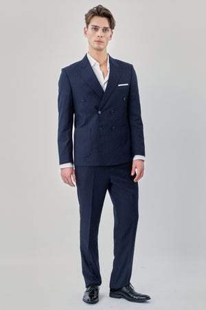 Classic Pants - Navy Nålestribet
