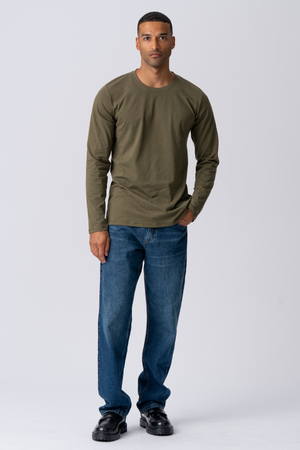 Basic Langærmet T-shirt - Armygrøn