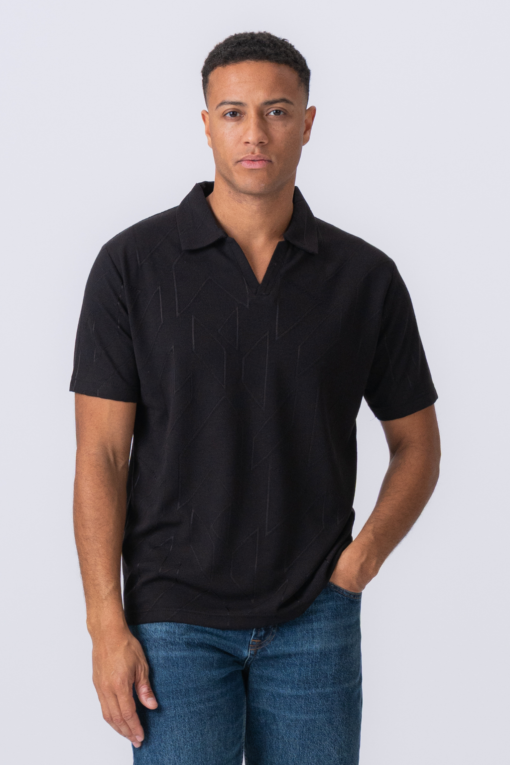 Atlas Textured Polo - Sort