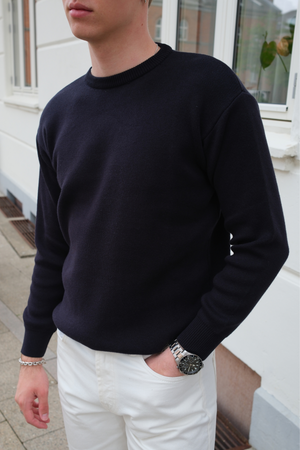 Crewneck Knit Sweater - Mørk Navy