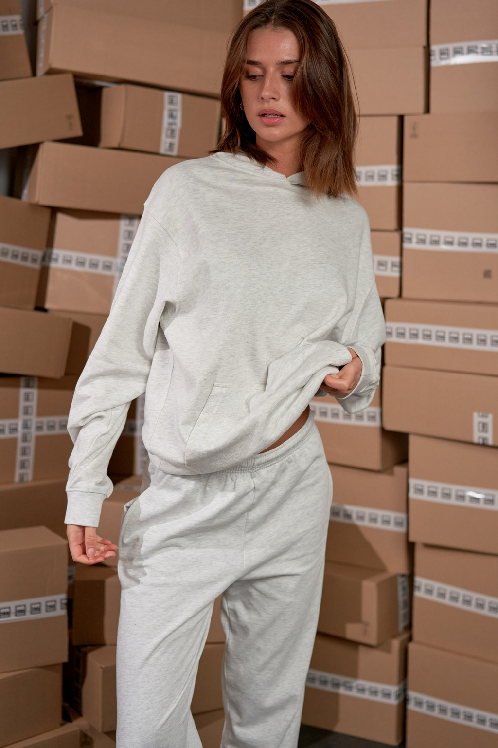 Hoodie Uden Snor - Grå