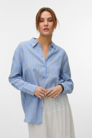 Linn Skjorte - Kornblomstblå-Navy Blazer