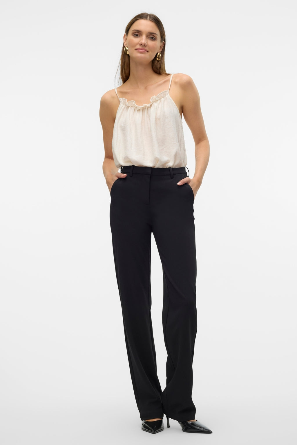 Zamira Slim Straight Pants - Sort