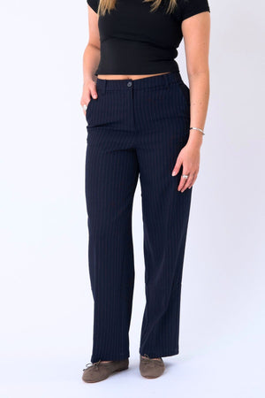 Klassiske Habitbukser - Navy Pinstripe