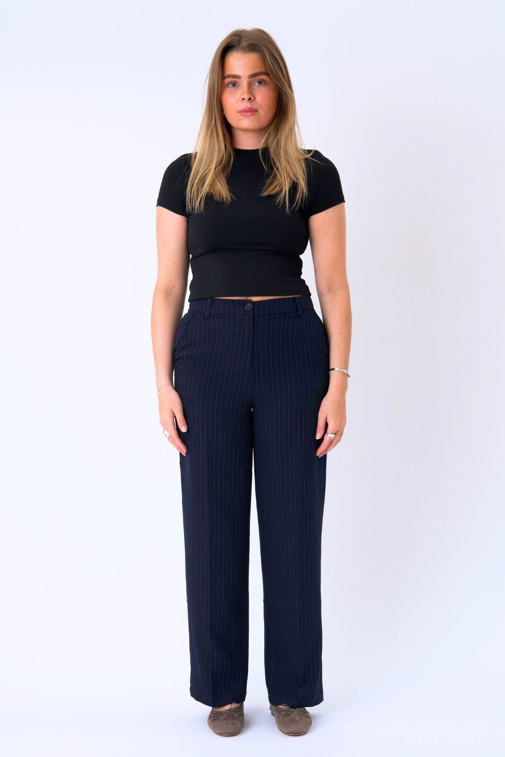 Klassiske Habitbukser - Navy Pinstripe