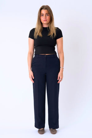 Klassiske Habitbukser - Navy Pinstripe