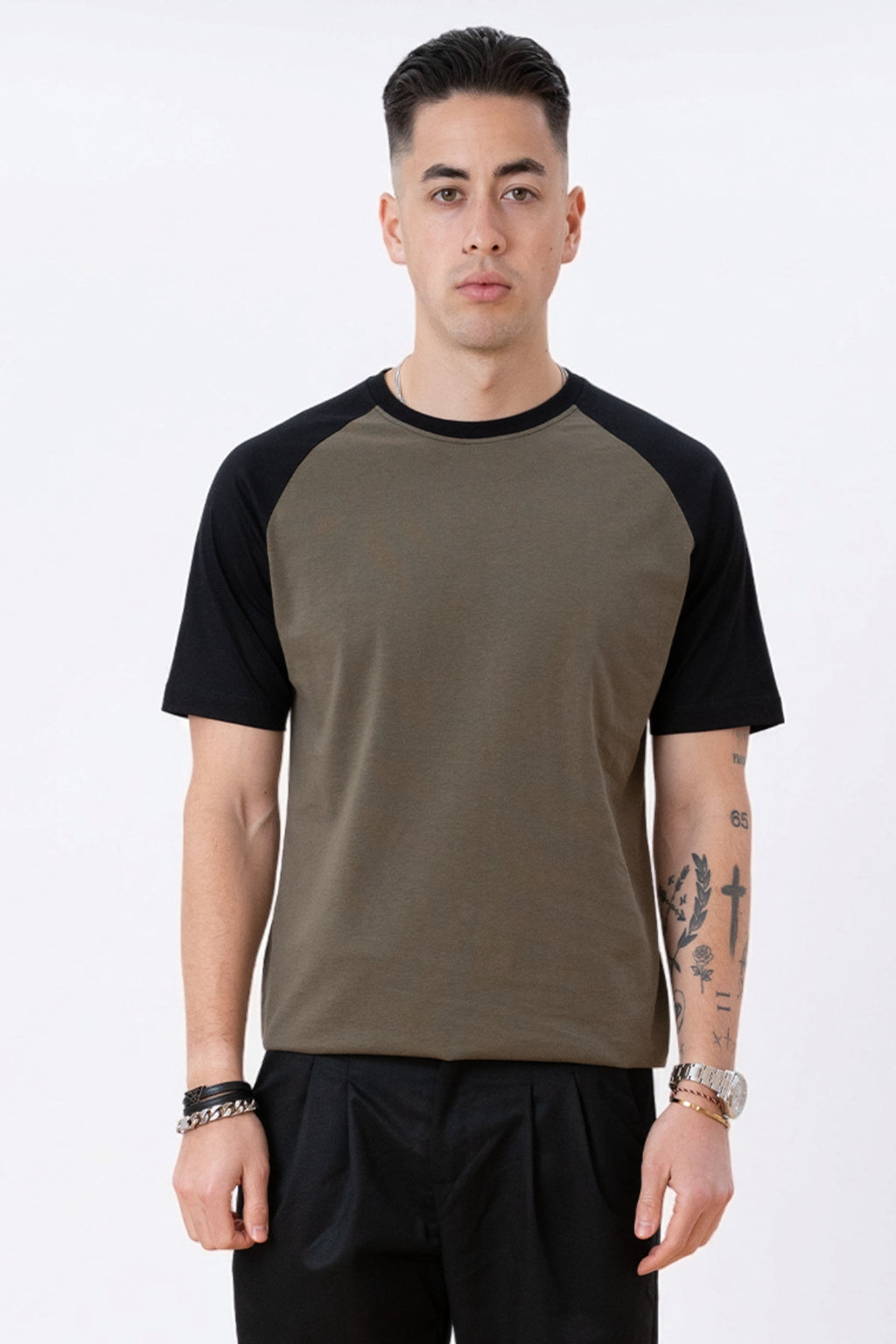 Basic raglan T-shirt - Sort-Army