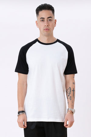 Basic raglan T-shirt - Sort-Hvid