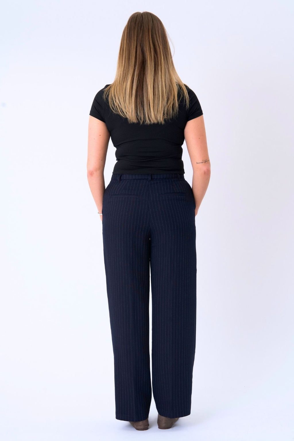 Klassiske Habitbukser - Navy Pinstripe