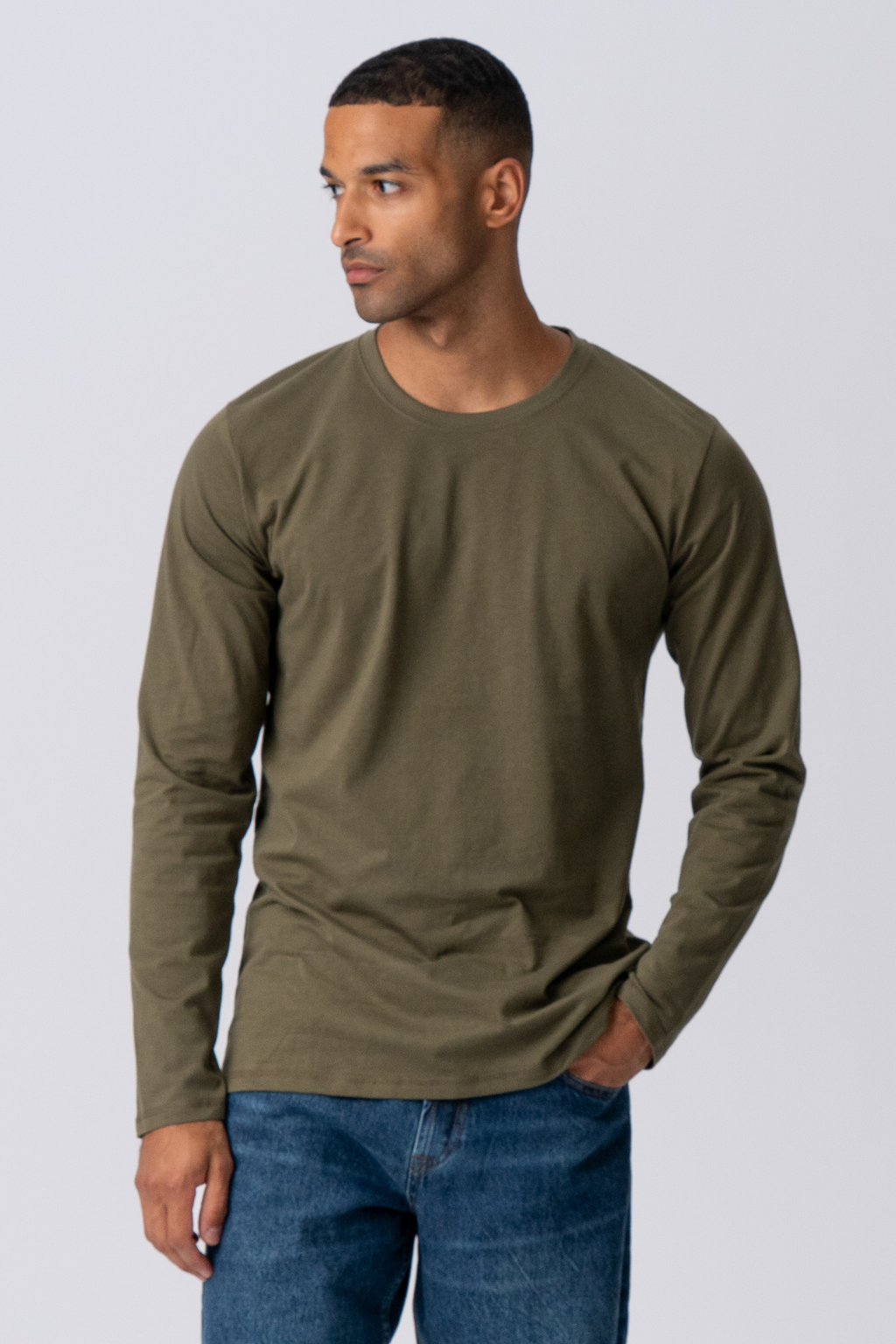 Basic Langærmet T-shirt - Armygrøn