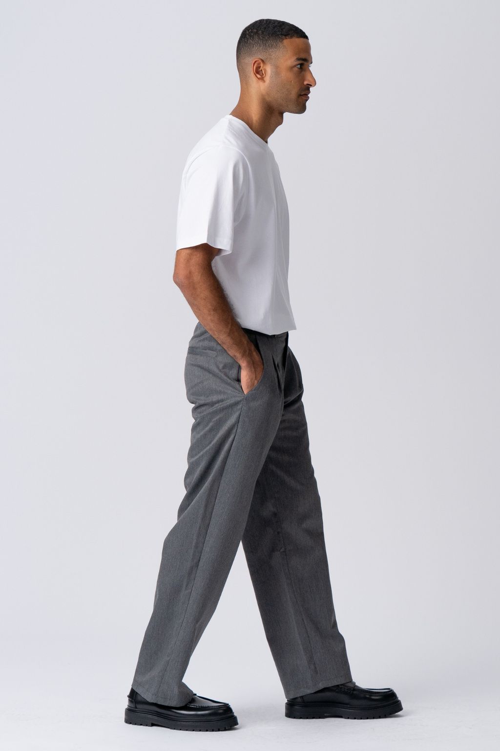 Pleated Wide Suit Pants - Lys Grå