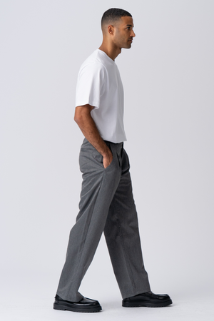 Pleated Wide Suit Pants - Lys Grå