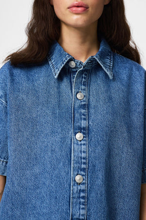 Sky A-Shape Denim Kjole - Medium Blue Denim