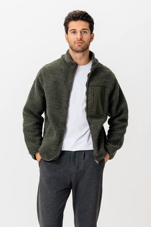 Fleece Jakke - Mørk Olive