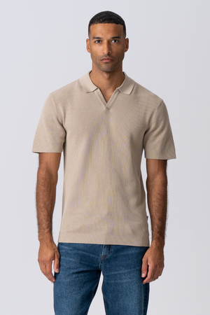 George Strikket Polo - Beige