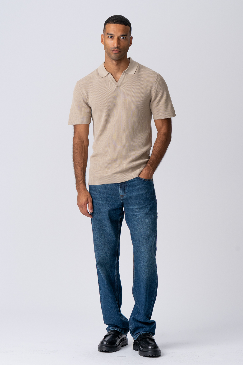 George Strikket Polo - Beige