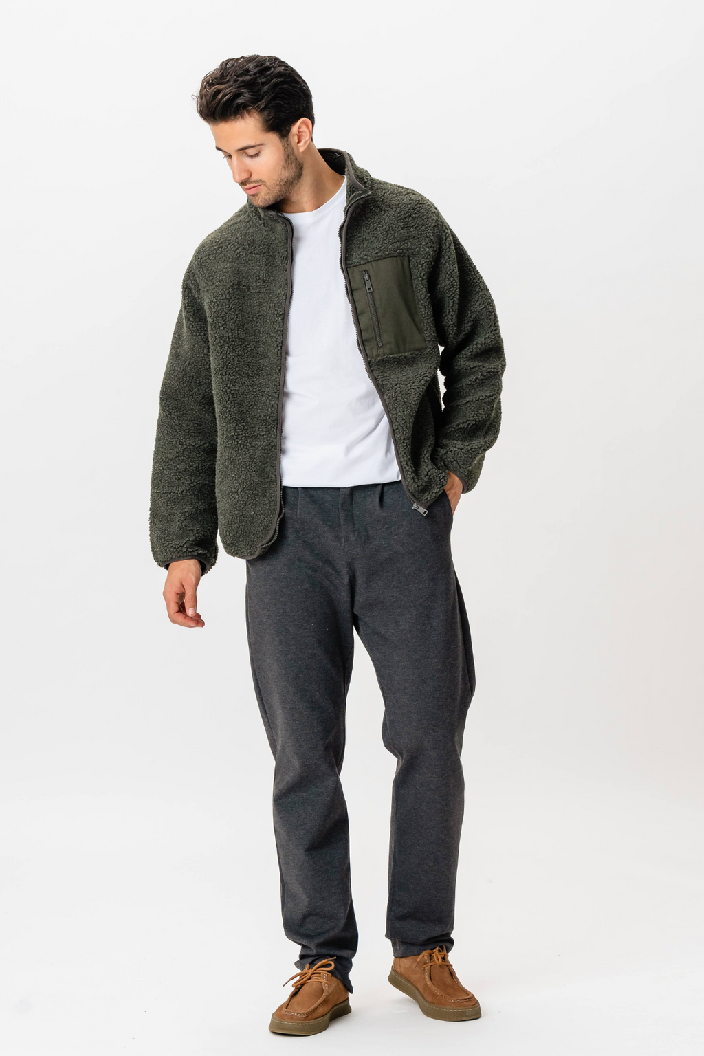 Fleece Jakke - Mørk Olive