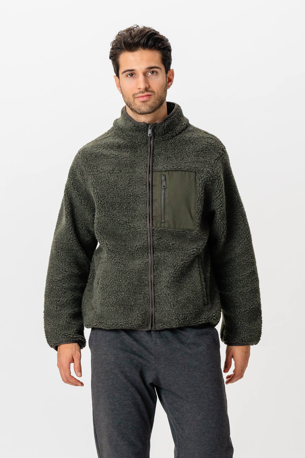 Fleece Jakke - Mørk Olive