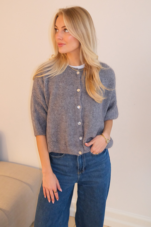 Mary Kortærmet Strik - Grå