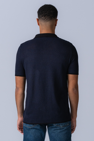 Strikket Polo - Navy