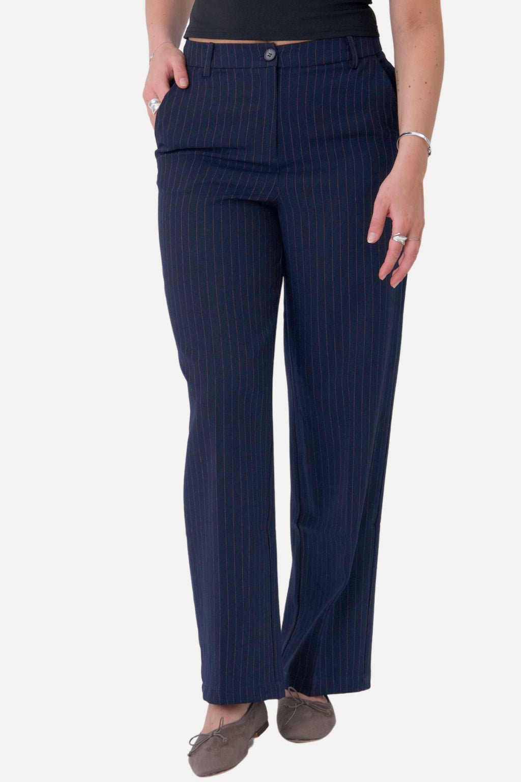 Klassiske Habitbukser - Navy Pinstripe