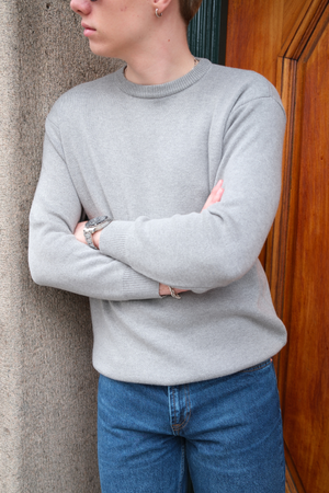 Crewneck Knit Sweater - Lysegrå