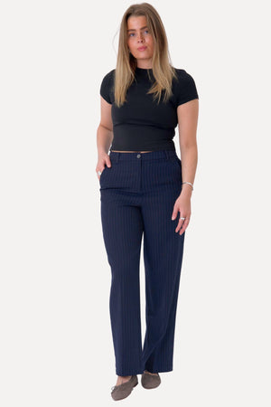 Klassiske Habitbukser - Navy Pinstripe