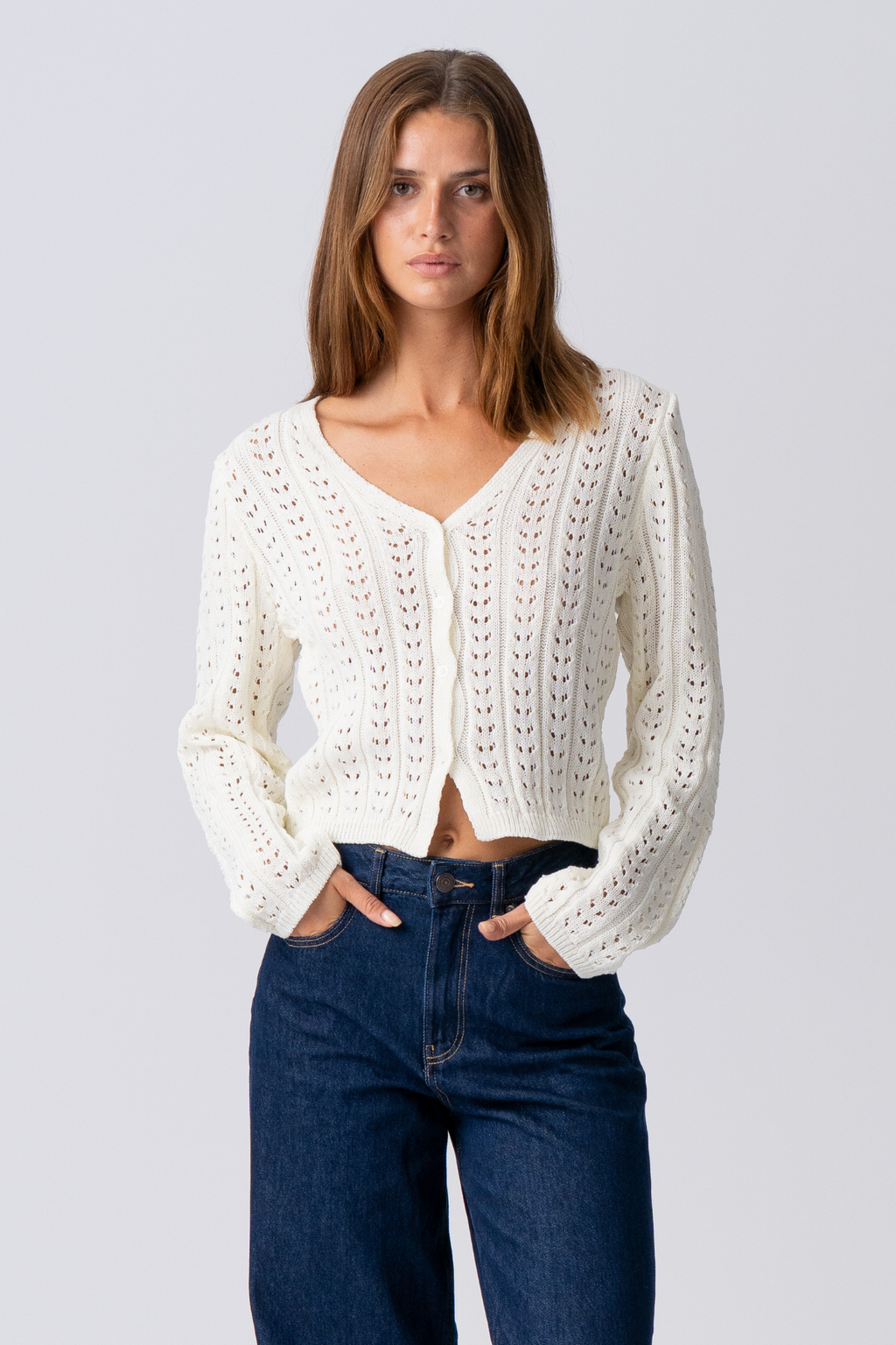 Virginia Strik Cardigan - Ecru