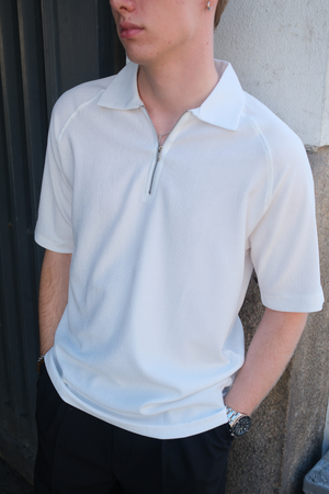 Enzo Kortærmet Half Zip - Hvid