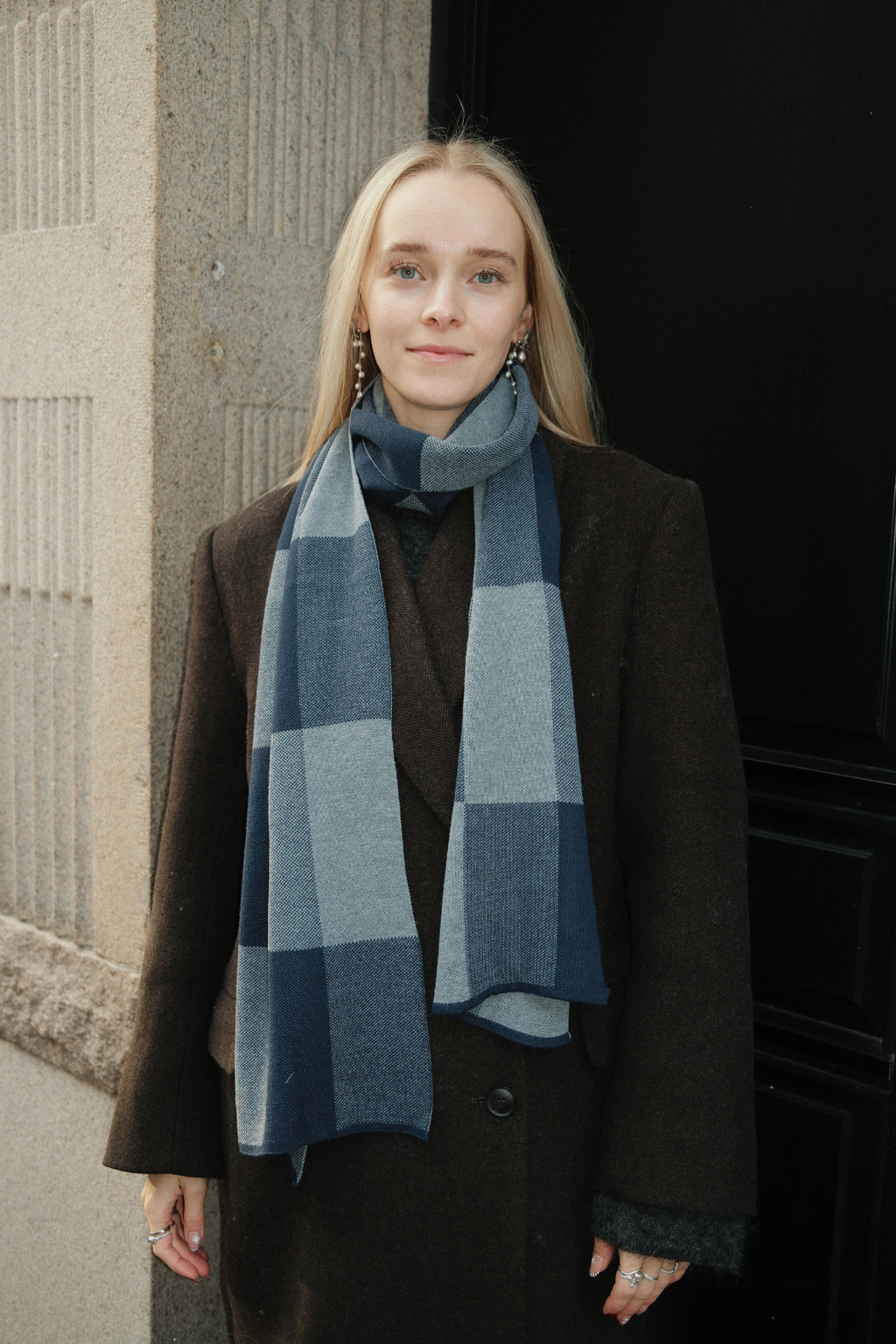 Halstørklæde - Navy Checkered