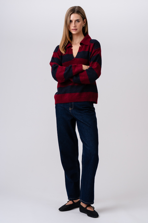 Nora Strik - Bordeaux/Dyb Blå