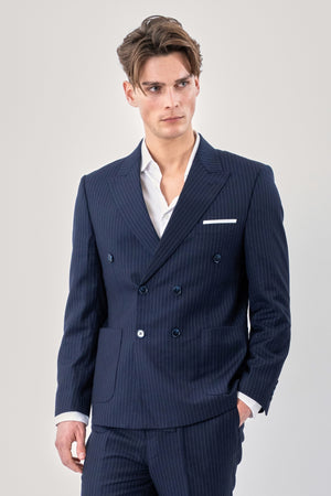 Klassisk Blazer - Navy Nålestribet