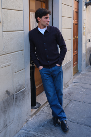 Arthur Strik Cardigan - Mørk Navy