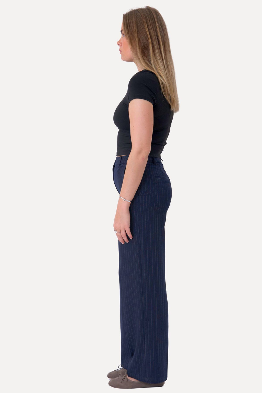 Klassiske Habitbukser - Navy Pinstripe